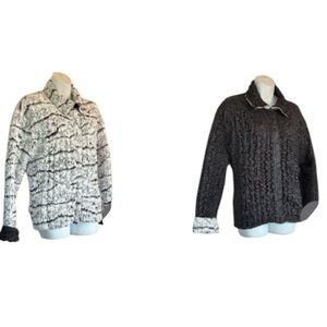 UBU REVERSIBLE Black/White Travel Jacket, Bubble Texture, Zip Front. XL